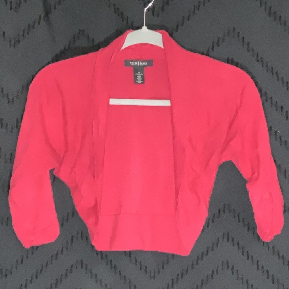 🎉White House Black Market Red Cropped Shrug Bolero Cardigan - Size M - Picture 3 of 5